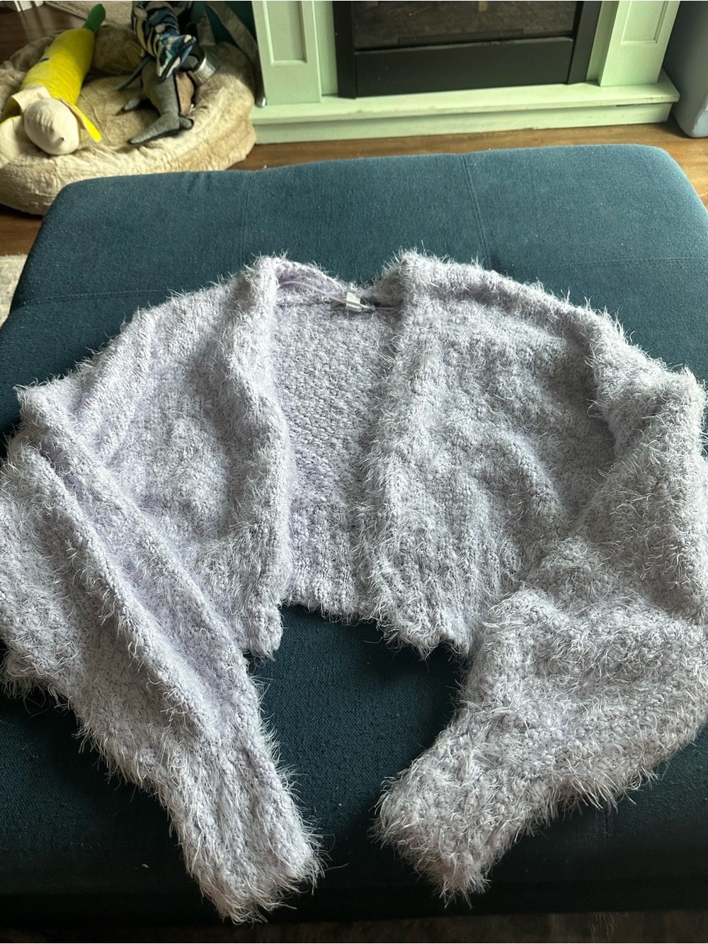 Urban Outfitters Fuzzy Cropped Cardigan - Light Lavender - Picture 1 of 3